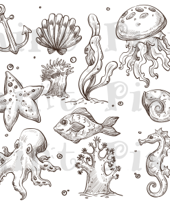 Sea Life Rub-on Transfer 12x16"